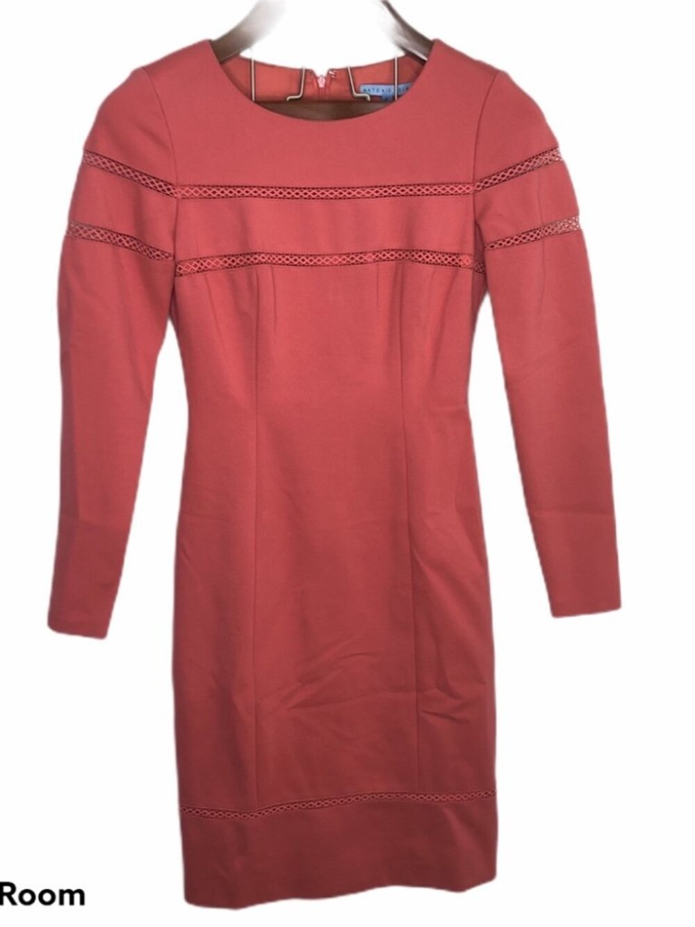 Antonio Melani Pink Eyelet Lace Sheath Dress w/3/4 Sleeve